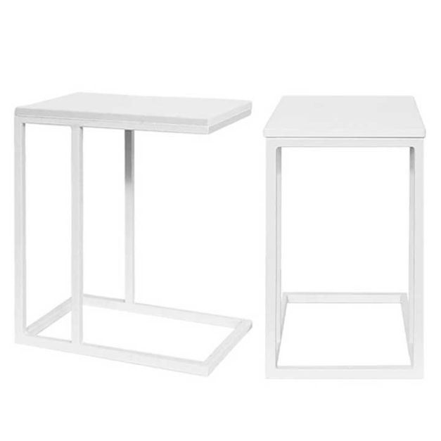 Mesa Auxiliar Tipo C B/Blanco T/Blanco - Ziyaz