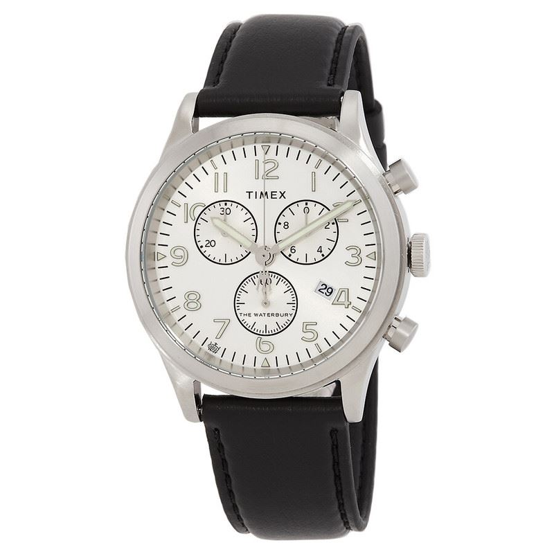 Timex Reloj Waterbury tradicional cronógrafo, cuarzo y esfera plateada TW2W48100