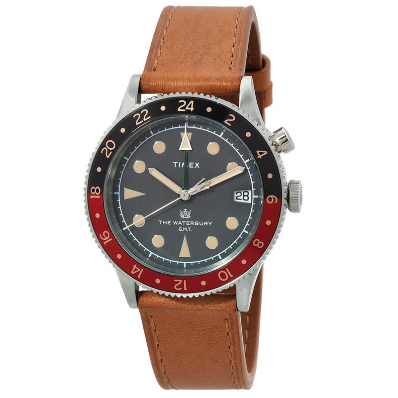 Timex Reloj Waterbury GMT Cuarzo Bisel Rojo/Negro Esfera Negra TW2V74000VQ