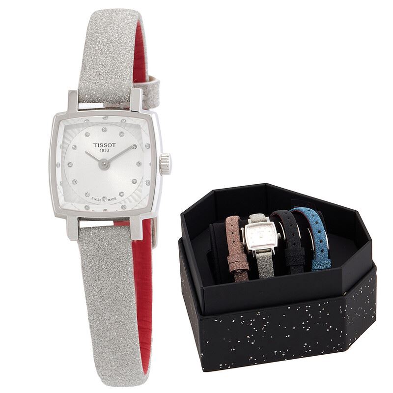Tissot Lovely Square Festive Kit Quartz Diamond Silver Dial Ladies Watch
