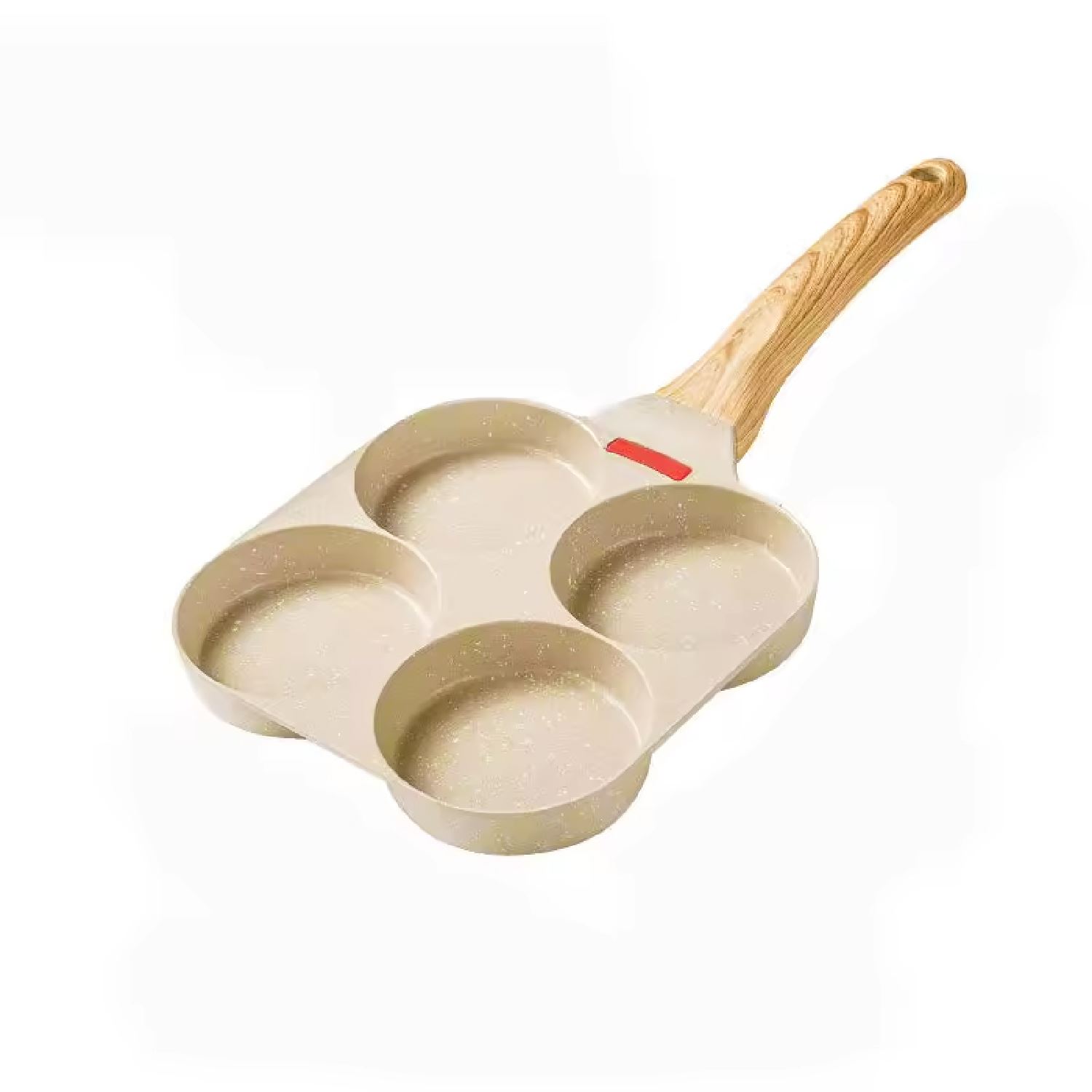 Sartén Antiadherente de 4 Divisiones con Mango Largo Beige