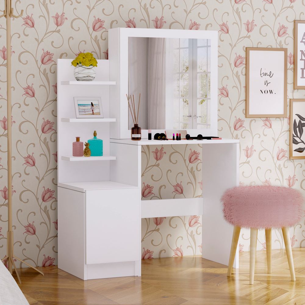 Tocador Rubi con Espejo 1 Puerta Blanco Movenda