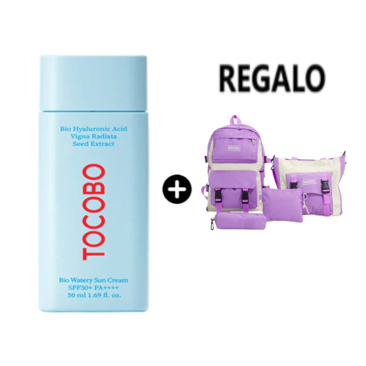 Protector Solar TOCOBO en Crema BIO WATERY SUN CREAM SPF50 50ml + Mochila Kawai 4 en 1