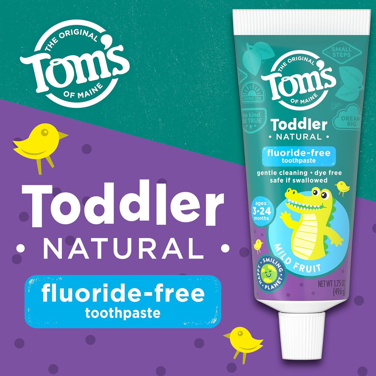 🦷 Tom’s of Maine Toddler Natural Pasta Dental Sin Flúor Wild Fruit 1.75 oz
