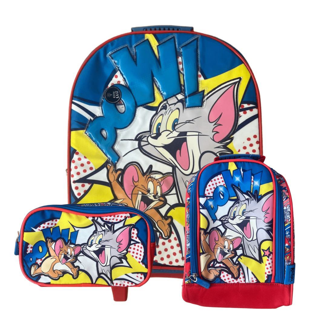 SET MOCHILA ESCOLAR TOM Y JERRY