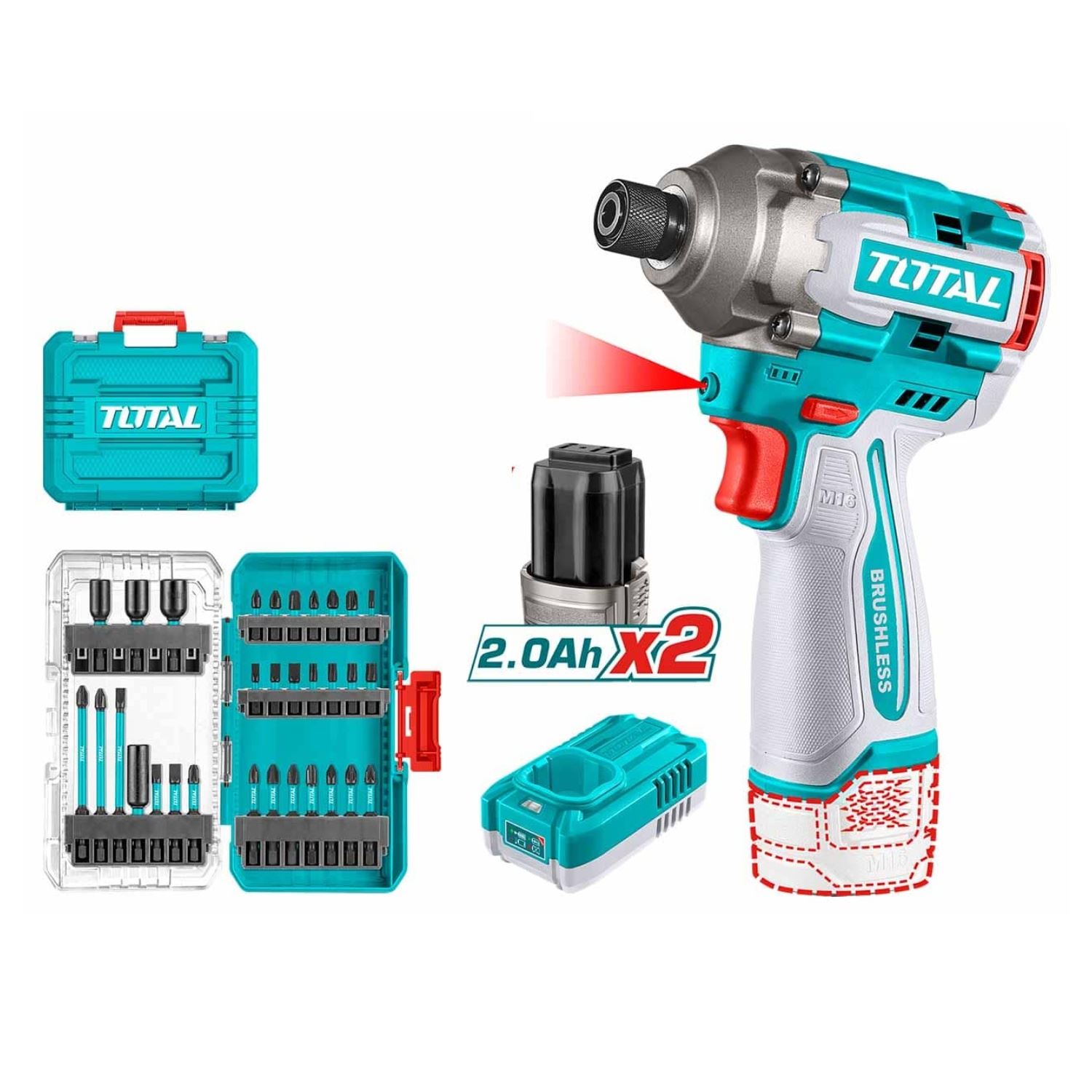 Atornillador de Impacto de 16v + Punteras de Alto Impacto Total