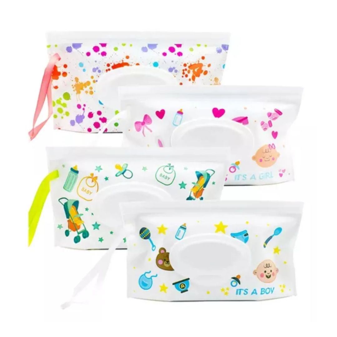 Pack 2 Bolsas De Porta Toallitas Pañitos/ Dispensador De Toallitas Humedas