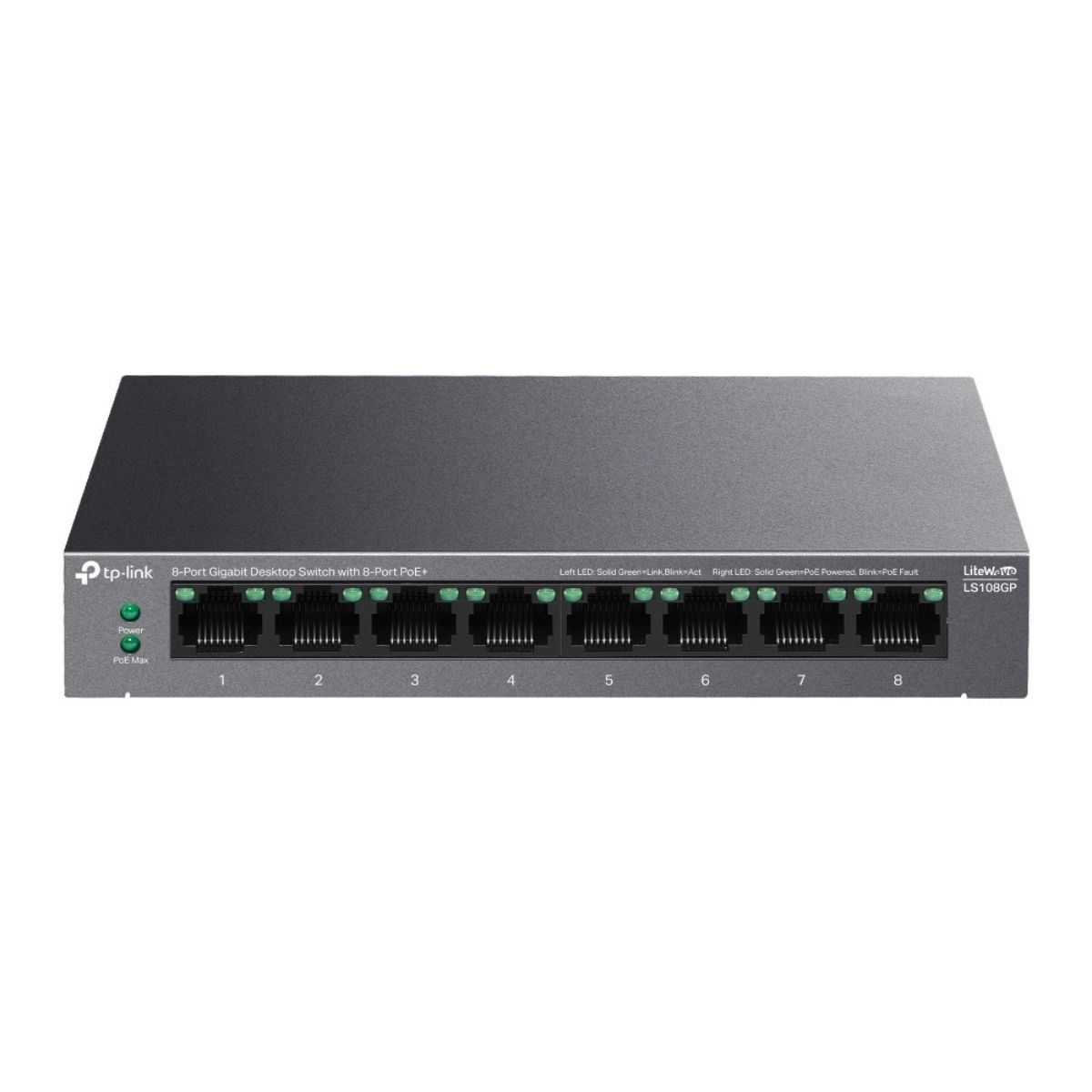 TP-Link - Switch LS108GP de 8 Puertos PoE+ Gigabit LiteWave