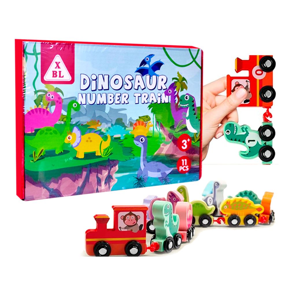 JUGUETE DE TREN EDUCATIVO DIGITAL DE DINOSAURIO DE MADERA