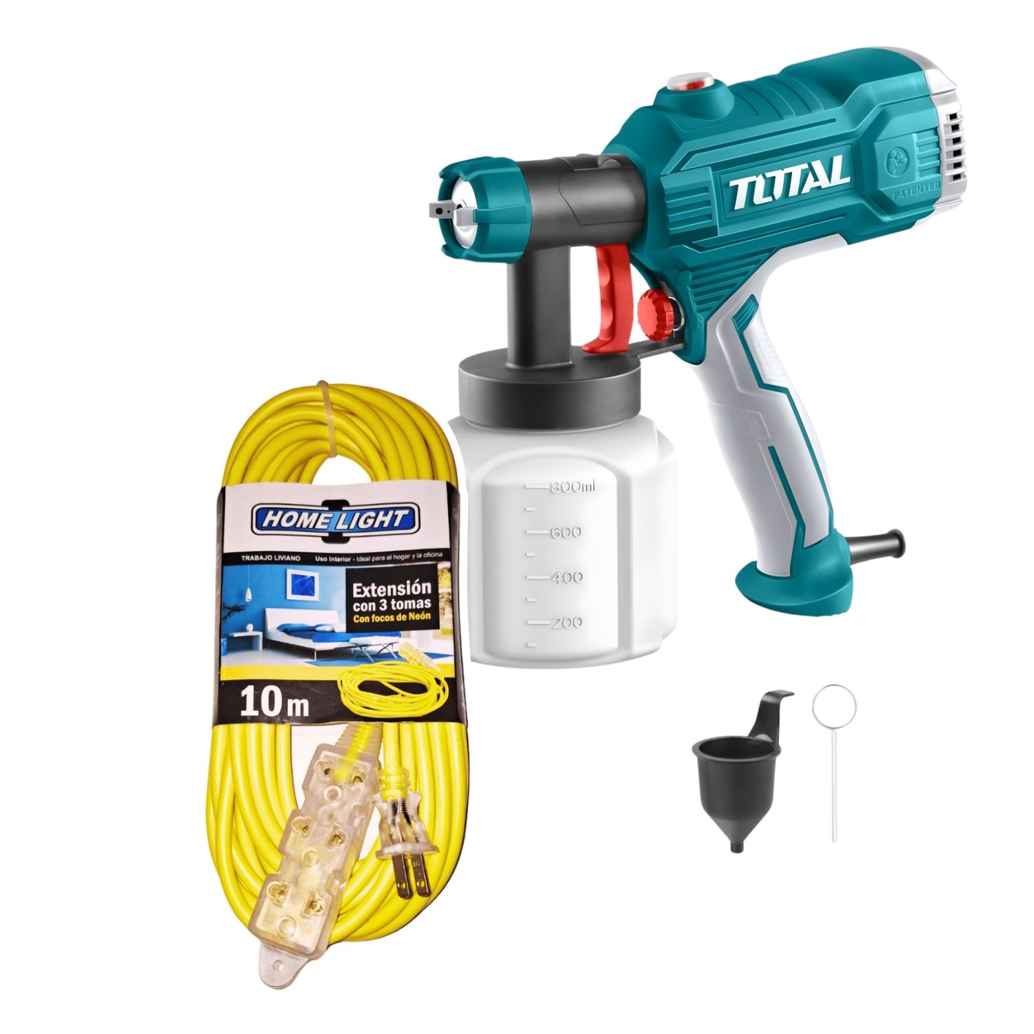 Pistola para pintar 450W Total + Extension 10m 3 tomas Home Light TT3506-140283