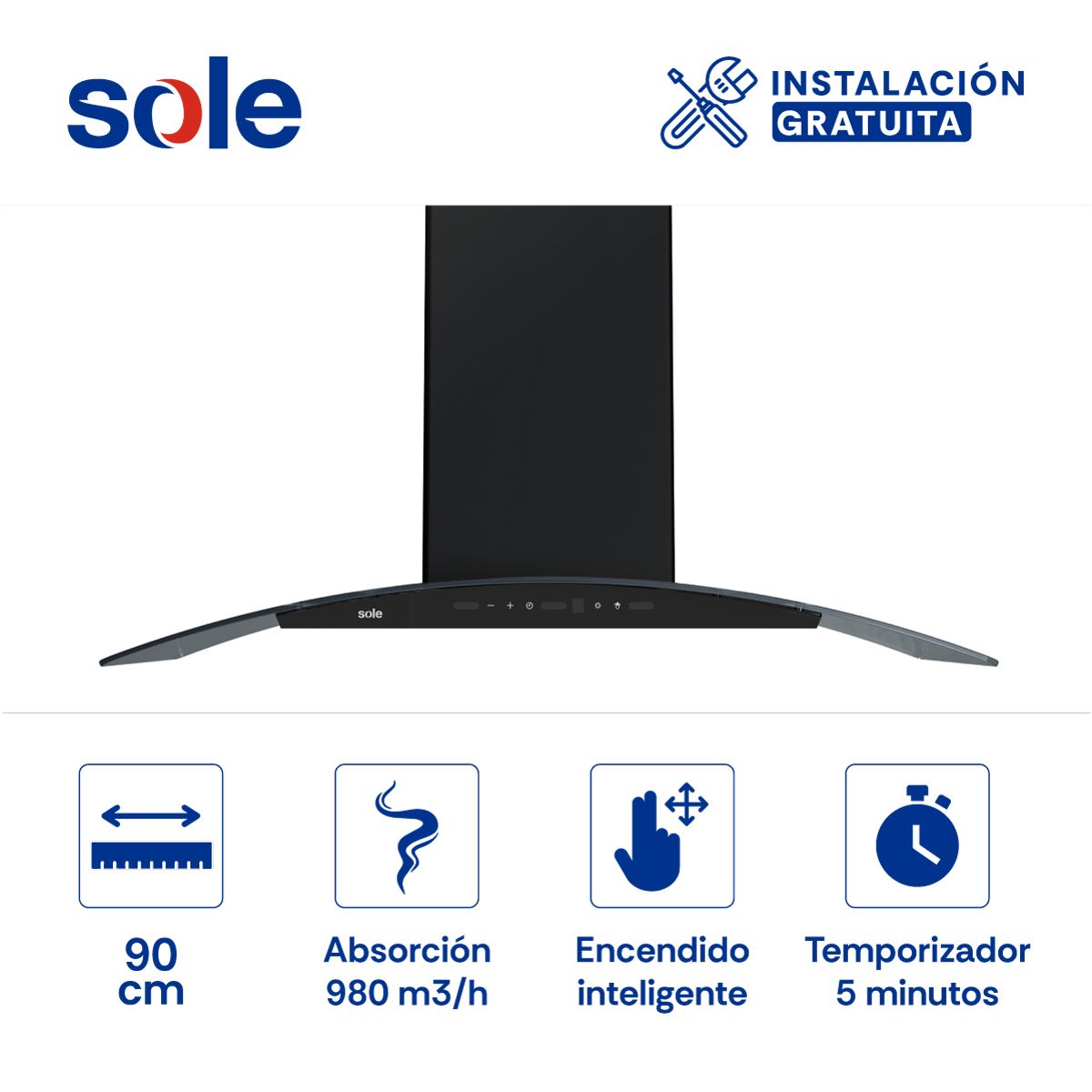 Campana Decorativa Sole Venus Ink 90 Cm Negro