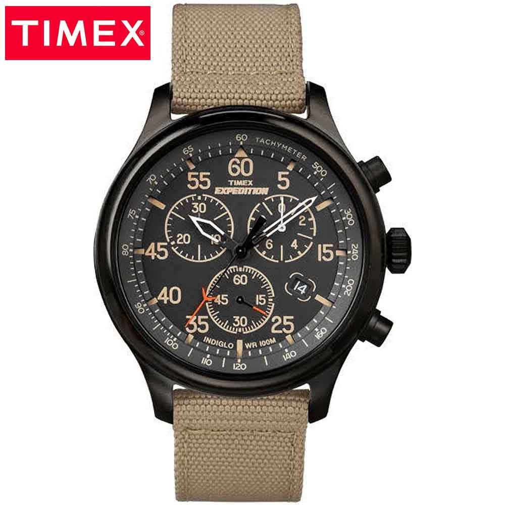 Reloj Timex Field Expedition TW4B10200 Luz de Fondo Indiglo Fecha Cronometro Correa Nylon Beige