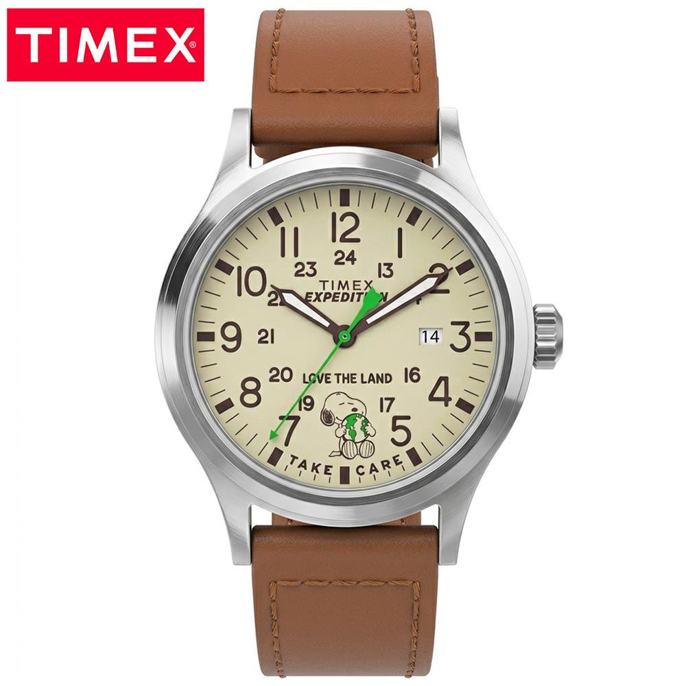 Reloj Timex Expedition Scout X Peanuts TW4B25000 Snoopy Luz Indiglo Fecha Correa de Cuero