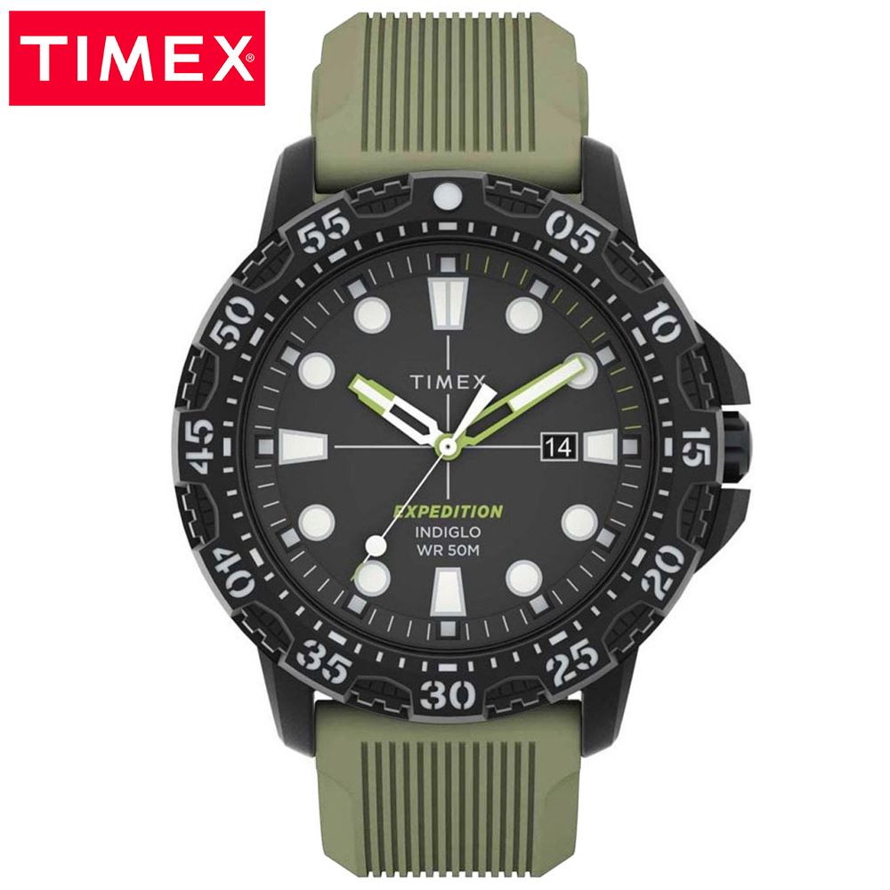Reloj Timex Expedition Gallatin TW4B25400 Luz Indiglo Fecha Correa de Silicona Verde