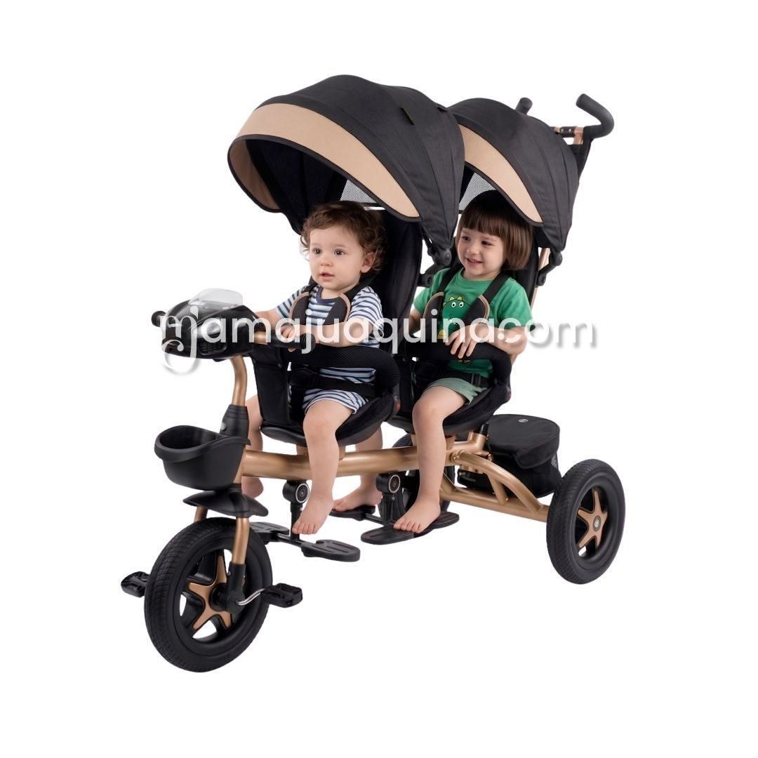Triciclo Guiador Gemelar «TWIN RACE» Edición Limitada Beige