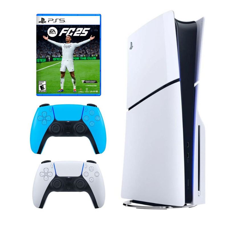 Consola Playstation 5 Slim Lectora de Discos + Mando Dualsense Celeste + EA Sports FC 25