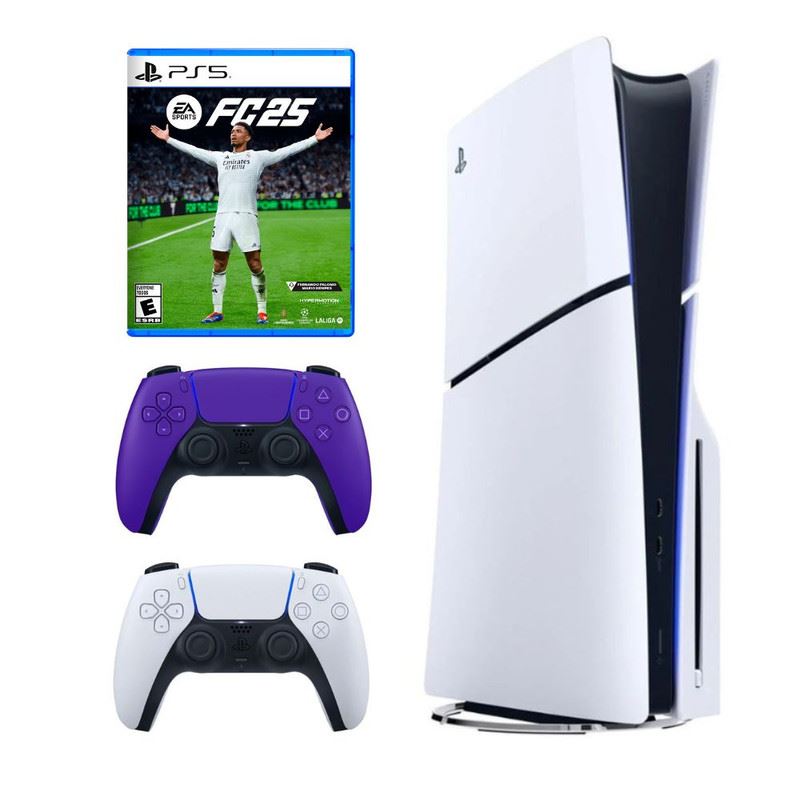 Consola Playstation 5 Slim Lectora de Discos + Mando Dualsense Morado + EA Sports FC 25