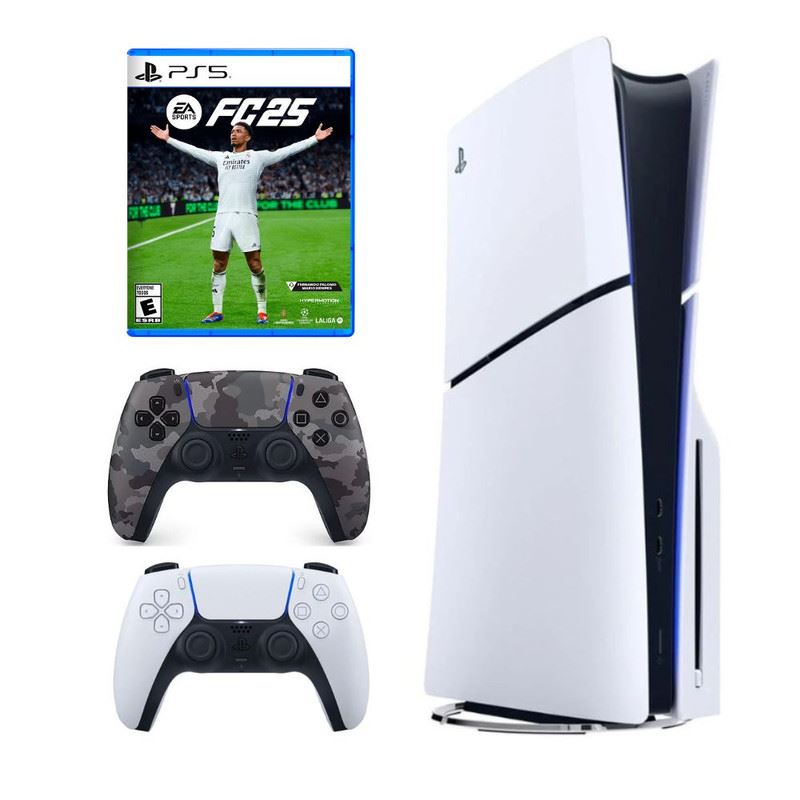 Consola Playstation 5 Slim Lectora de Discos + Mando Dualsense Camuflado + EA Sports FC 25