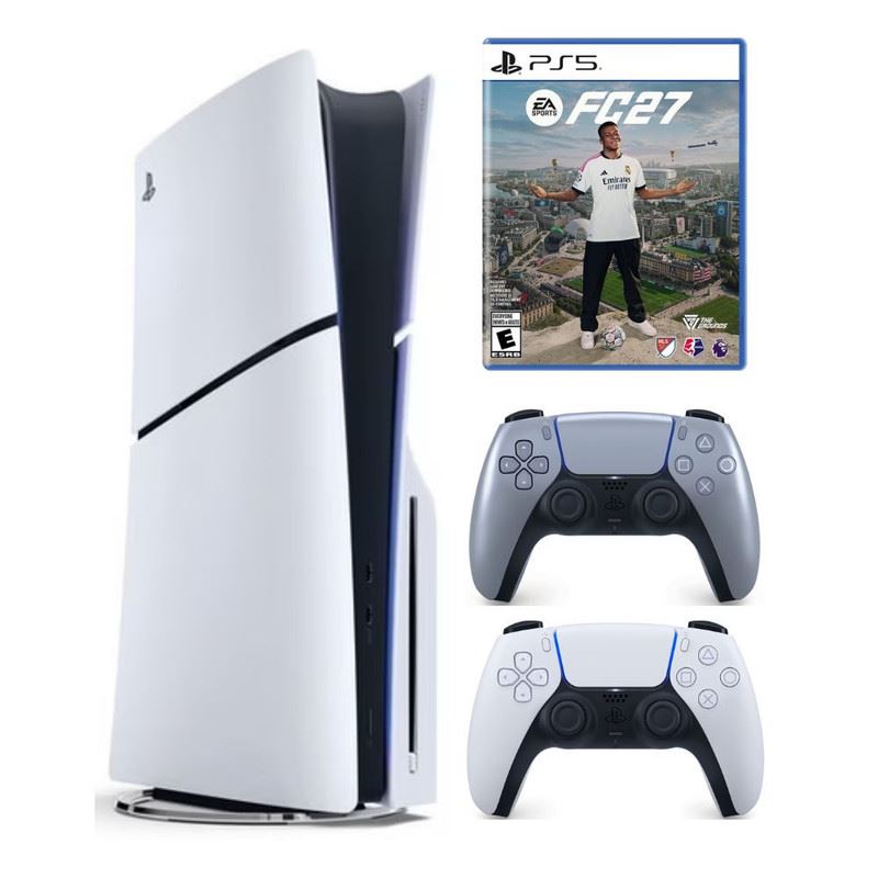 Consola PlayStation 5 Slim Lectora de Discos + Mando Plateado + FC 27