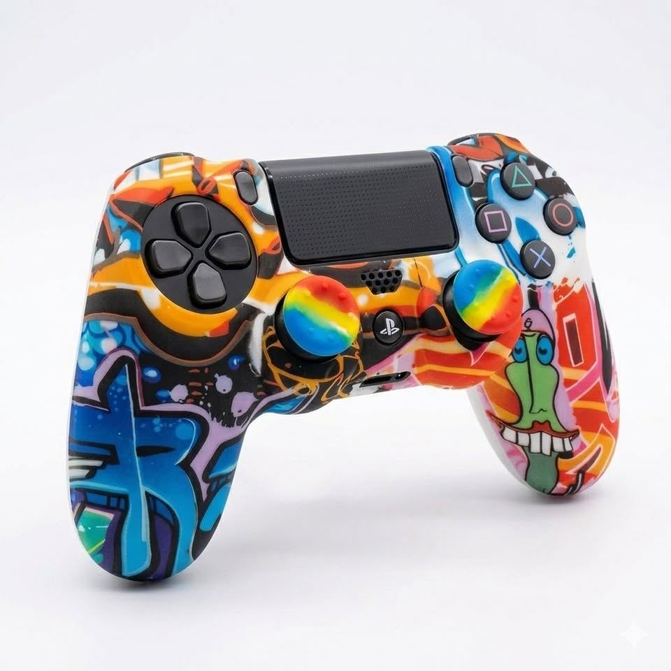 Funda de Silicona Camuflaje Ps4, Dualshock, PS4 Slim + 2 Tapas De Goma