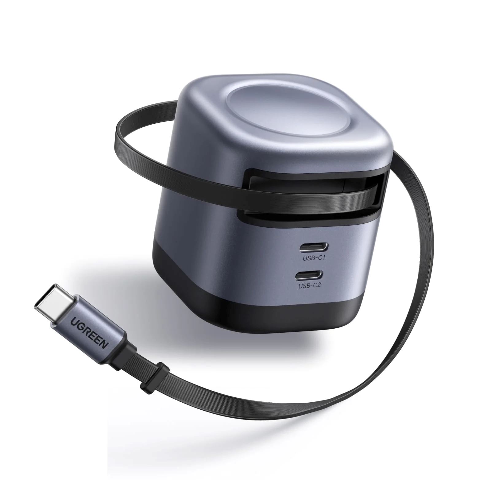 Cargador UGREEN 45W Dual Port Cable Retractil Tipo C