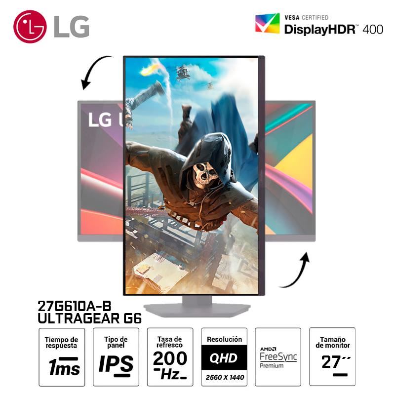 Monitor LG UltraGear G6 27G610A-B 27” QHD IPS 200Hz 1ms FreeSync Premium