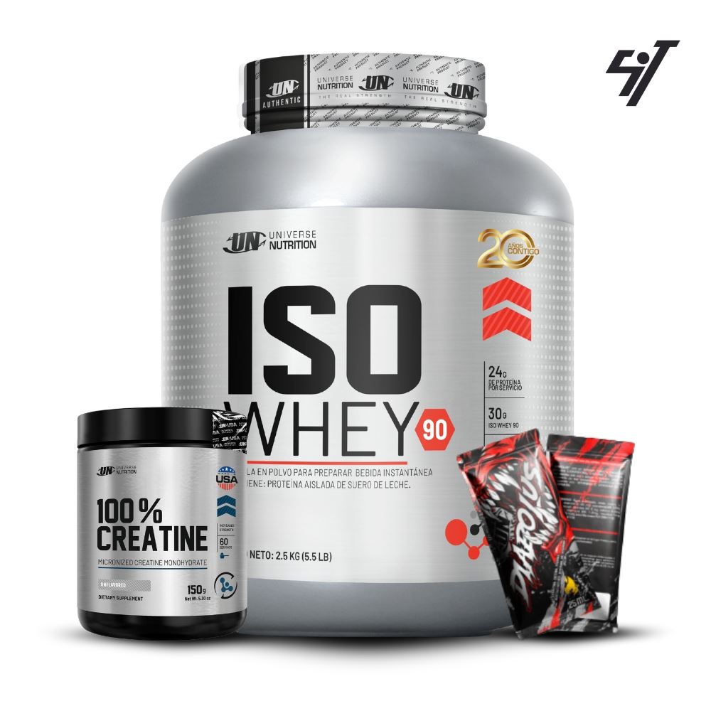 Iso Whey 3Kg Chocolate+Creatina Universe Nutrition 250Gr+2 Diabolus