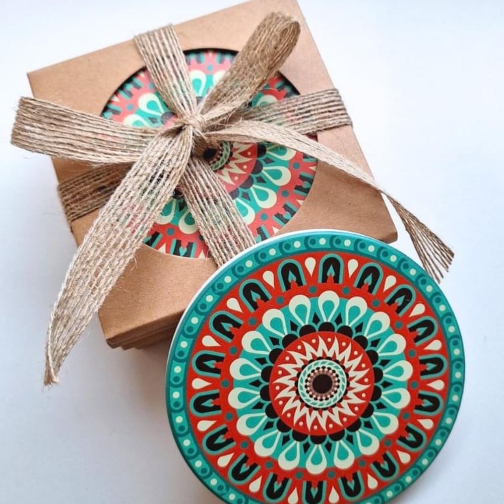 Posavasos Cerámica Y Corcho - Set De 4 | Aqua 