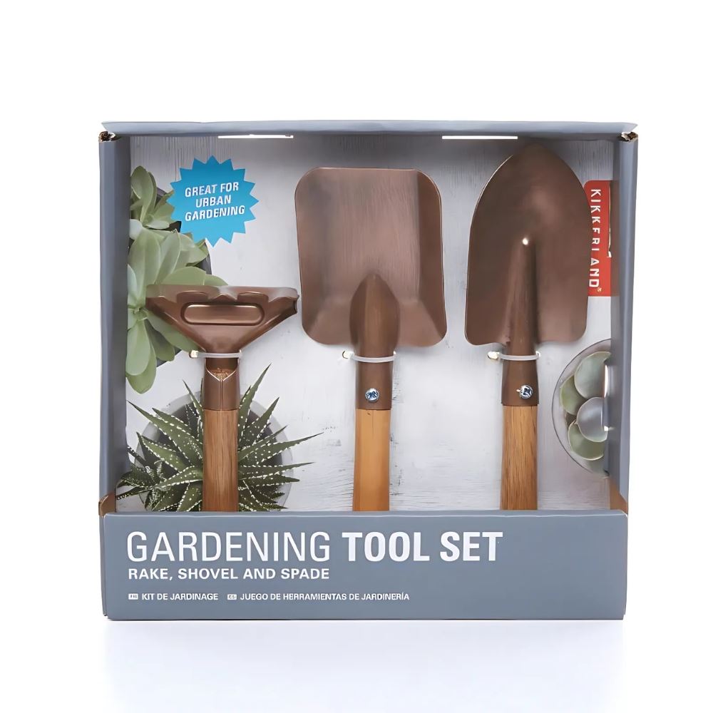 Set De 3 Herramientas de Jardinería con acabado en cobre