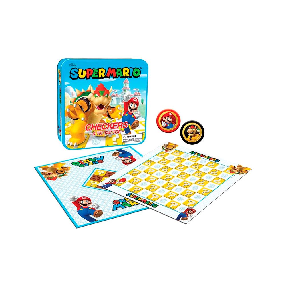 USAOPOLY Juego de Damas y Tres en Raya Super Mario