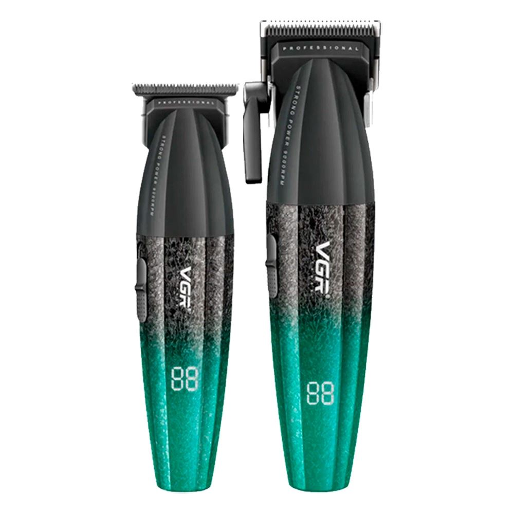 Combo Barber VGR V-640NV Cortadora y Trimmer con Carga USB Color Negro con Verde