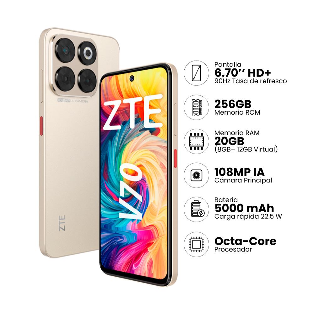 Smartphone ZTE V70 (8+256GB) - Dorado