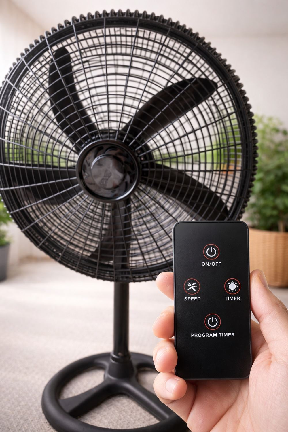 Ventilador De Pie 18 Con Control Remoto Y Temporizador Negro