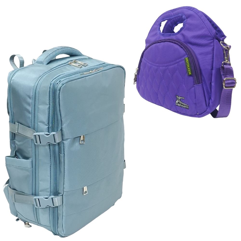 MOCHILA VIAJERA TRAVEL VERDE PASTEL - LONCHERA MAGIC UVA DE REGALO