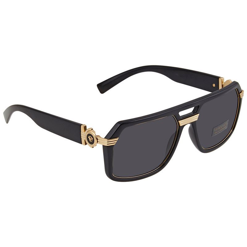 Versace Dark Grey Geometric Men's Sunglasses VE4399 GB1/87 58
