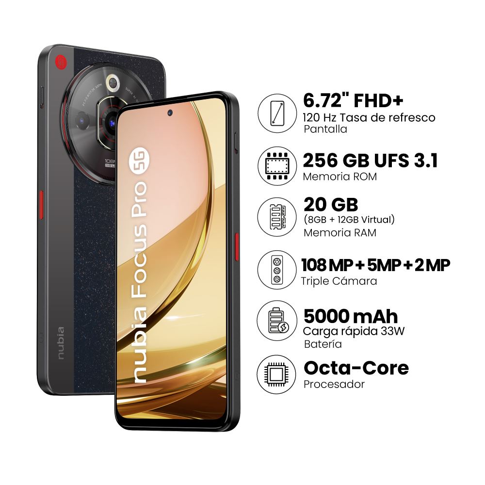 Celular ZTE Nubia Focus Pro 8GB+256GB Negro