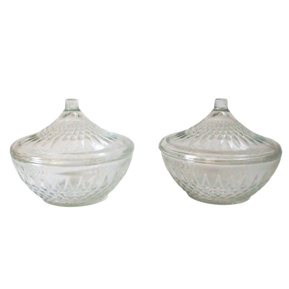 Juego Bombonera, azucarero de Vidrio con Tapa 300 gr c/u