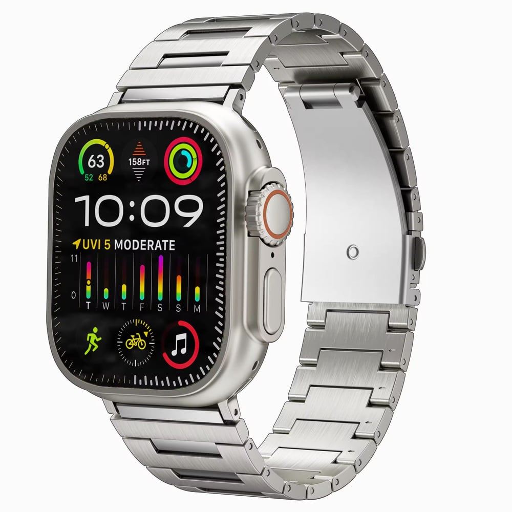 Correa de Titanio Para Apple Watch Ultra 49mm Rectangulos Centrales