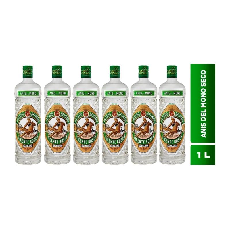 LICOR ANIS DEL MONO VERDE BOTELLA 1L - 6 UND