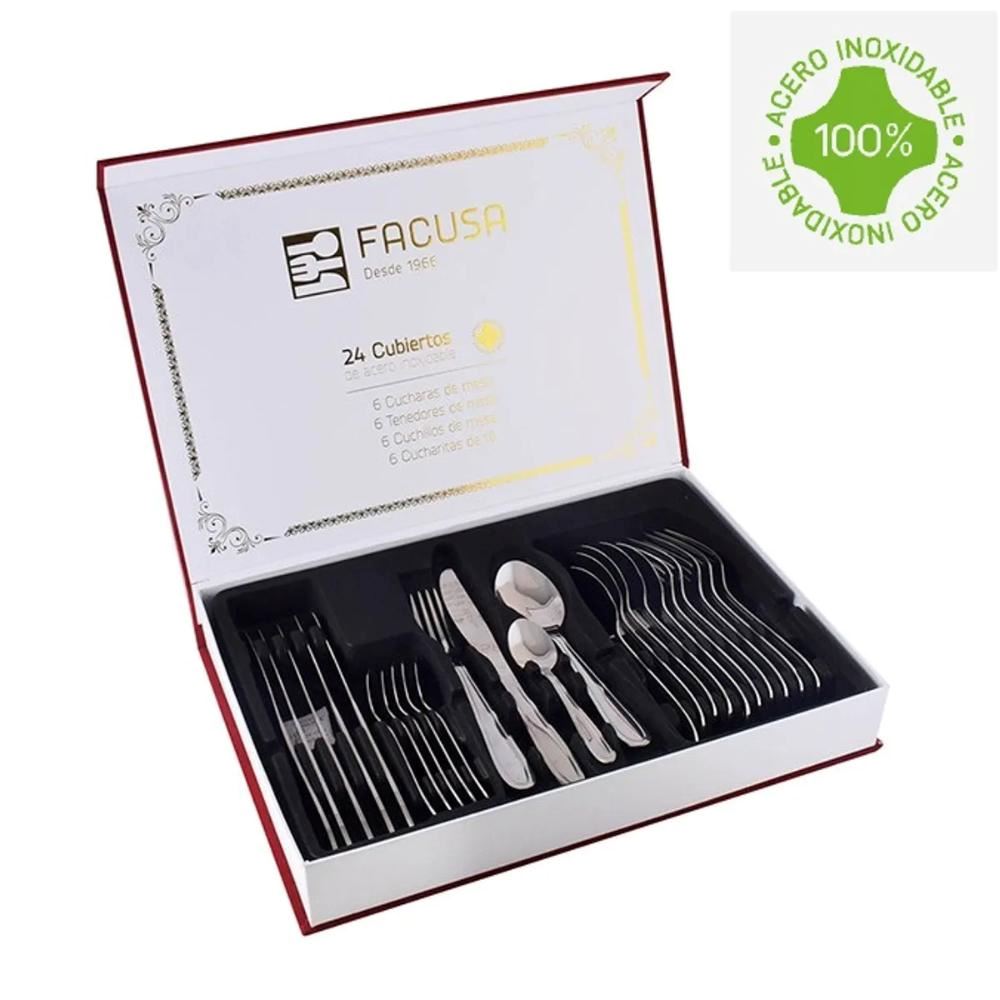 Juego de Cubiertos Facusa x 24 piezas Caja de Regalo