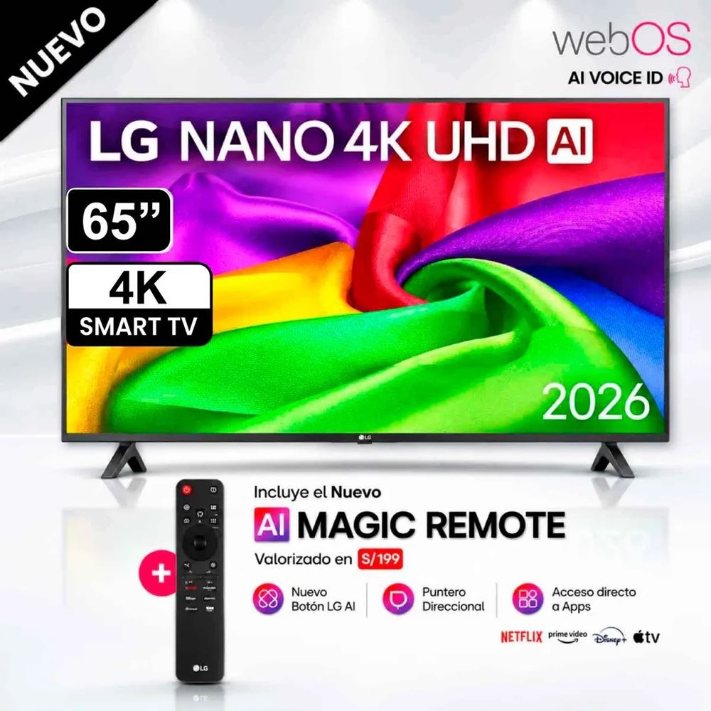 TELEVISOR 65 " LG NANO 4K UHD AI NU800B Smart TV 2026