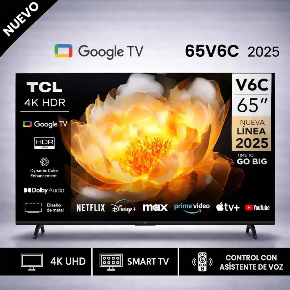 TELEVISOR TCL 65 SMART TV GOOGLE TV 4K UHD LED 2025 - 65V6C