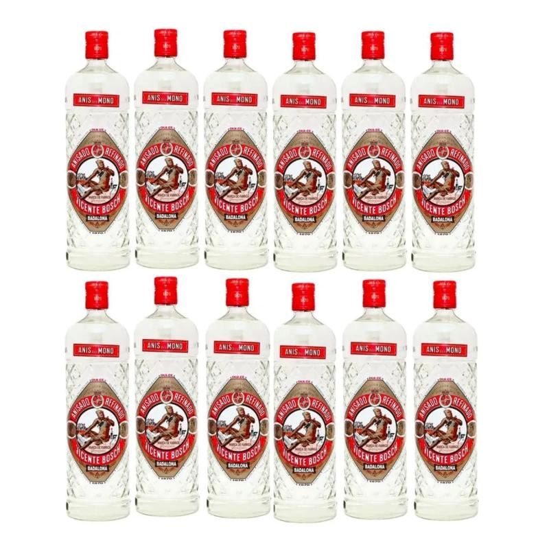 LICOR ANIS DEL MONO ROJO BOTELLA 1L - 12 UND