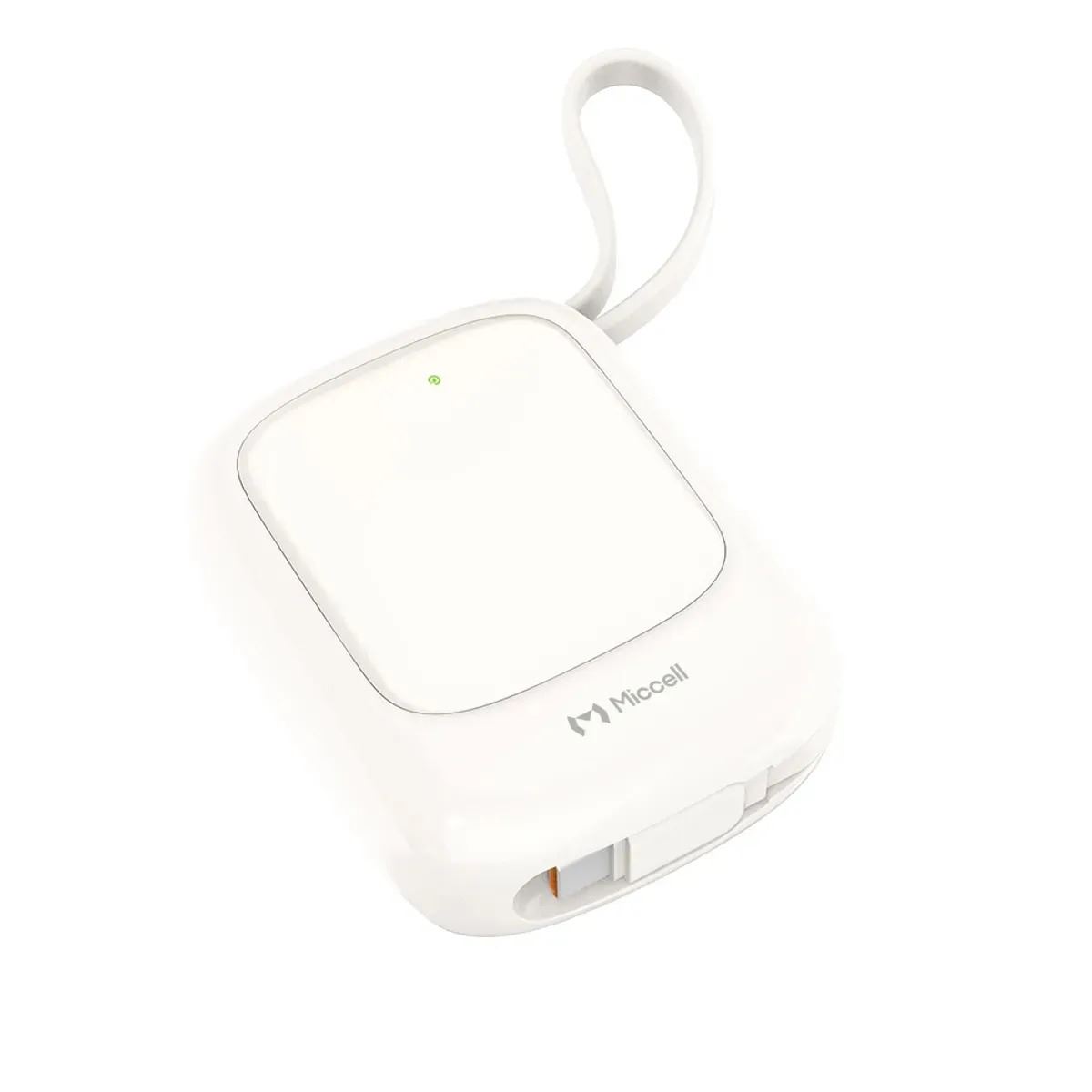 Miccell 10000mAh Power Bank PD225W con Cable Integrado y Carga Rápida Type-C Blanco