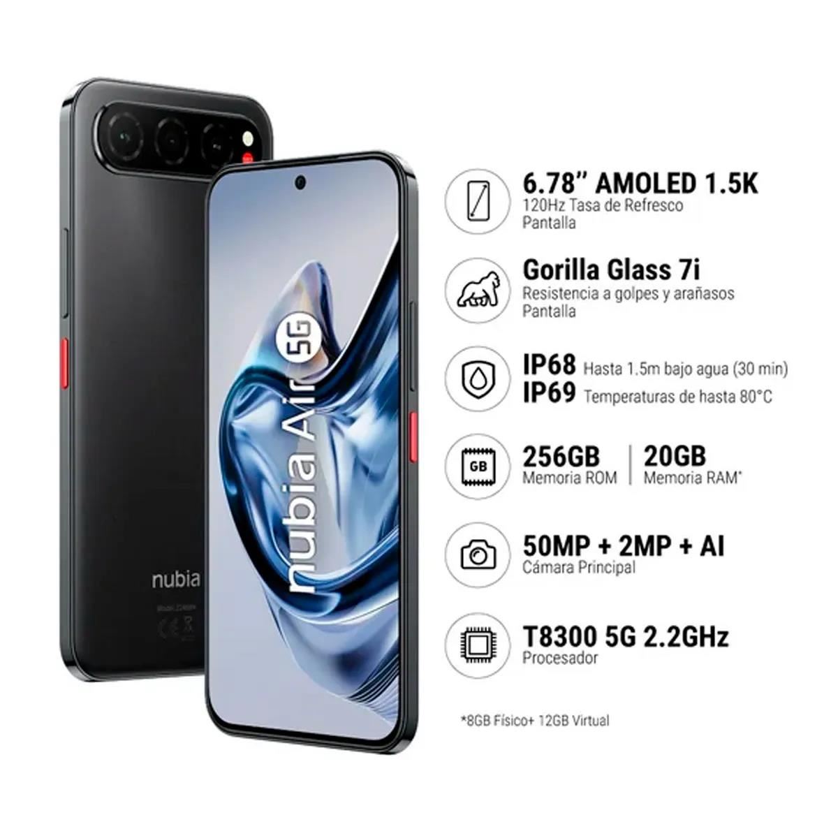 CELULAR ZTE NUBIA AIR (8+12)GB+256GB NEGRO