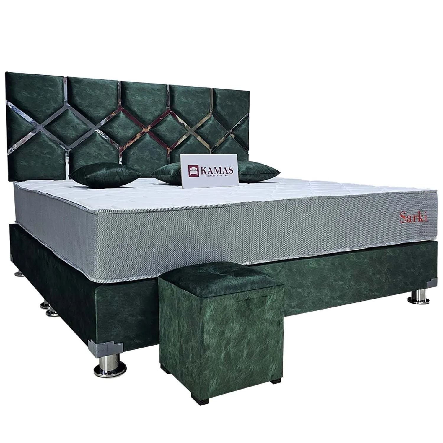 DORMITORIO KAMAS KING SARKI + CABECERA AÉREA VORTEX - VERDE PACAY