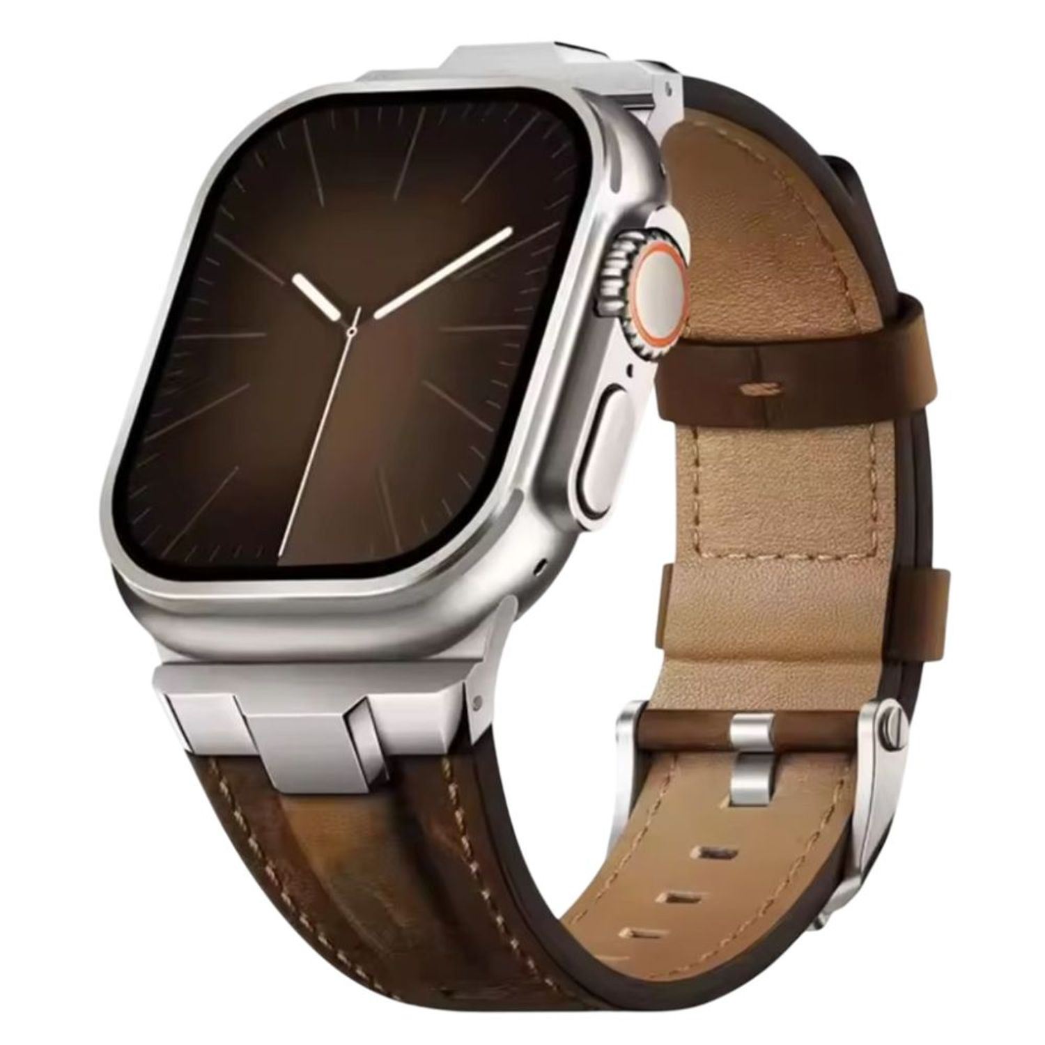 Correa De Cuero Suitisbest Para Apple Watch Ultra Titanium Brown