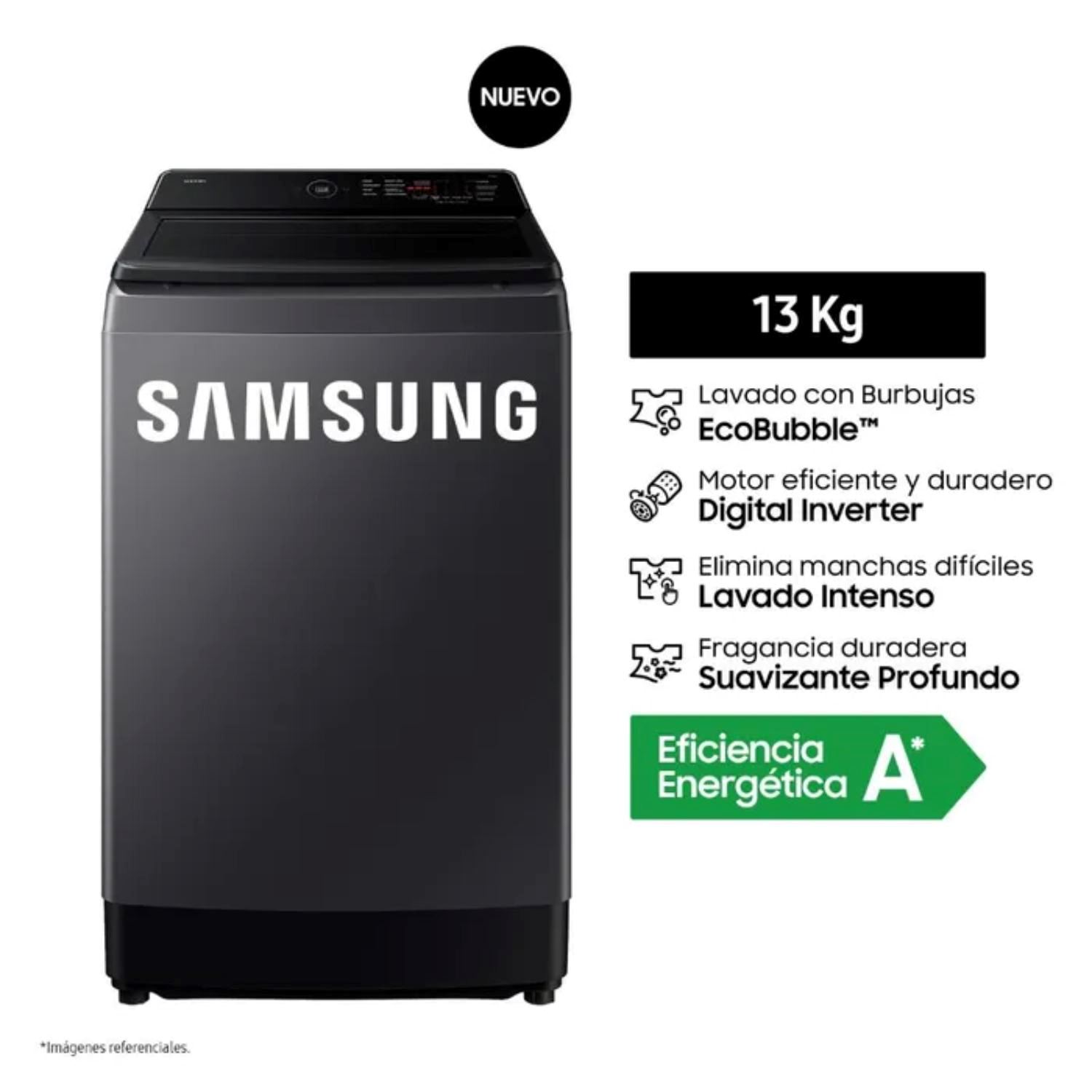 Lavadora Samsung 13KG EcoBubble WA40F13E4CPE Gris Grafito