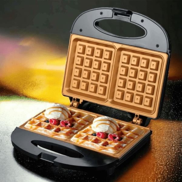 Waflera Doble Cara Raf Maquina Antiadherente De Gofres Negro