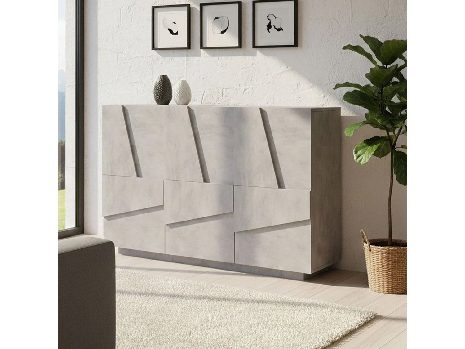 APARADOR WAREN 3 PUERTAS COLOR CEMENTO 121CM